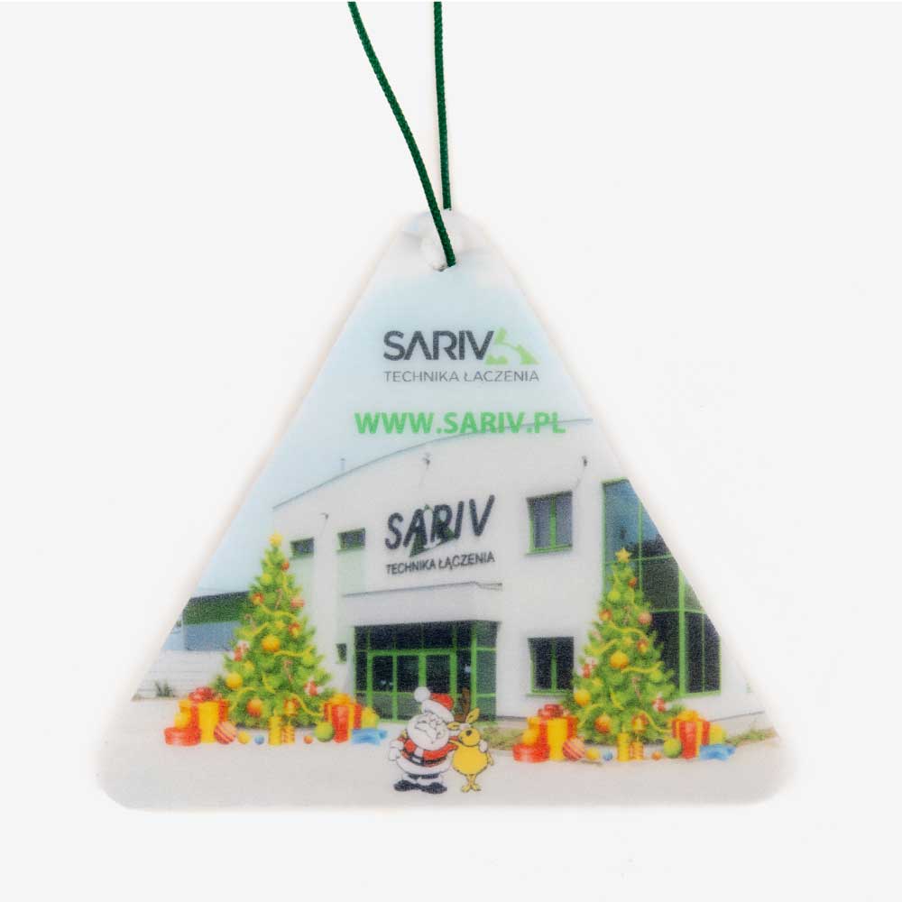 Example of a triangle car air freshener and how shape can be custom designed