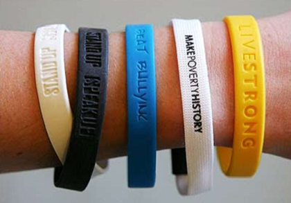 silicone wristbands in the arm