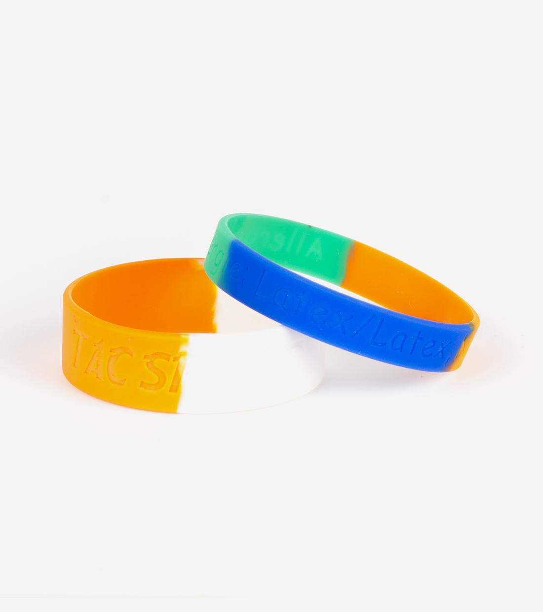 debossed silicone wristbands with segmented effect