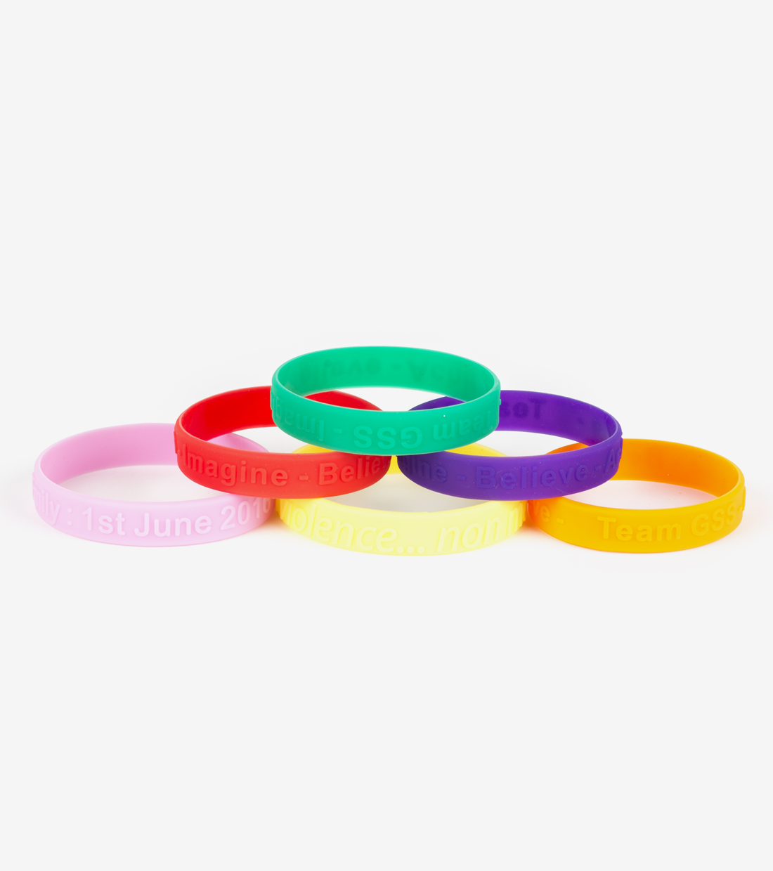 Selection of Embossed Silicone Wristbands