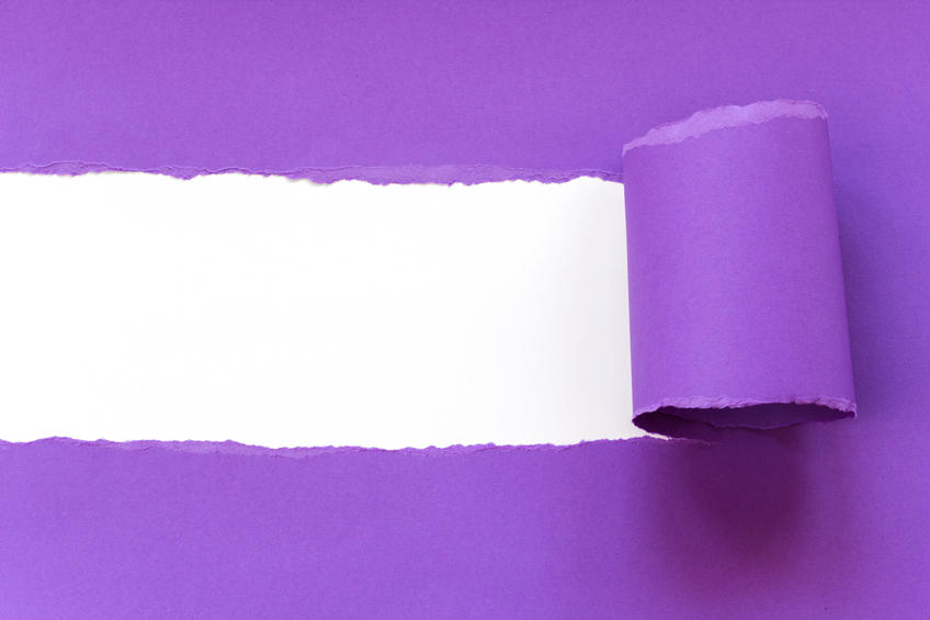 Torned Purple paper with white background