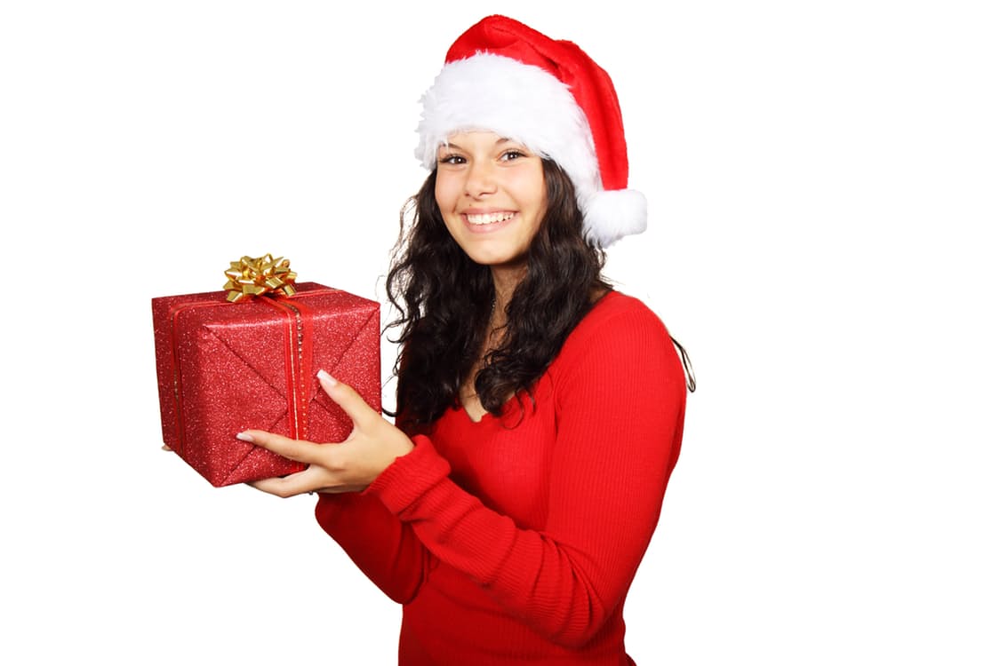 a girl with a present