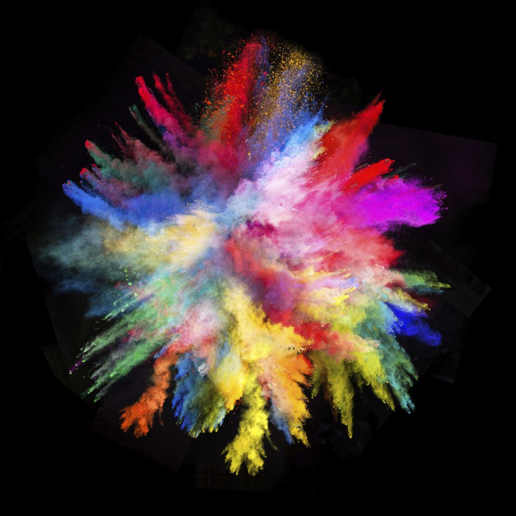 An explosion of colourful powder