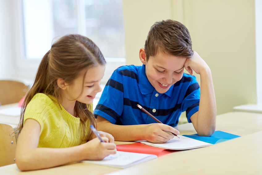 Two Children Drawing and Getting Along Fighting Against Bullying